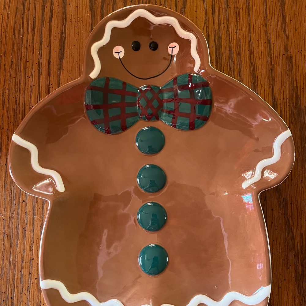 Palm Tree Co Gingerbread Man Candy Dish Cookie Plate 12” X 10” Platter